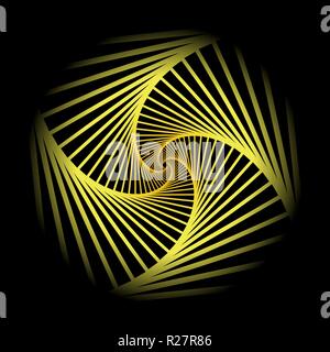 Rotierende, spiralförmig nach innen konzentrische Quadrate abstrakten geometrischen Hintergrund. Treppen optische Illusion Muster. Stock Vektor