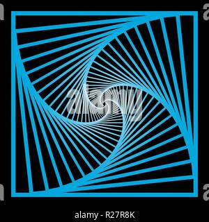 Rotierende, spiralförmig nach innen konzentrische Quadrate abstrakten geometrischen Hintergrund. Treppen optische Illusion Muster. Stock Vektor