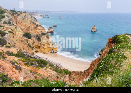 Idyllischen Strand Praia do Camilo, in der Nähe von Lagos, Algarve in Portugal Stockfoto