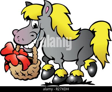 Handgezeichnete Vektor-Illustration ein Pony Pferd Stock Vektor