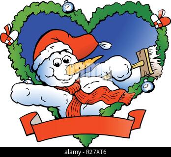 Handgezeichnete Vektor-Illustration eine einladende Schneemann Stock Vektor