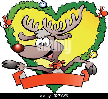 Handgezeichnete Vektor-Illustration ein glückliches Weihnachten Rentier Stock Vektor