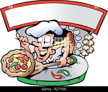 Handgezeichnete Vektor-Illustration eines italienischen Pizza-Haus Stock Vektor