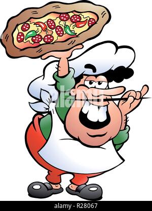 Handgezeichnete Vektor-Illustration eines italienischen Pizzabäcker Stock Vektor