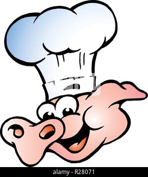 Handgezeichnete Vektor-Illustration von einem Koch Schweinekopf Stock Vektor