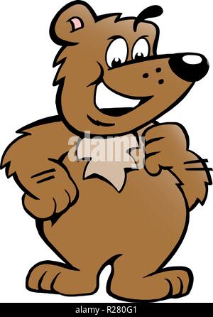 Handgezeichnete Vektor-Illustration ein glücklich stolz Braunbär Stock Vektor