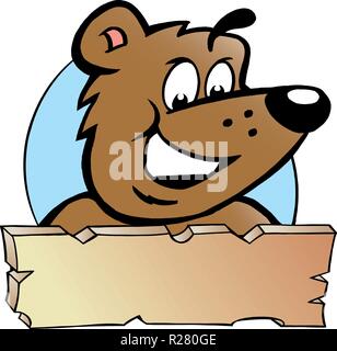 Handgezeichnete Vektor-Illustration von einem glücklich stolz Braunbär - Logo-Design Stock Vektor