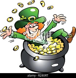 Handgezeichnete Vektorgrafiken eines glücklichen Leprechaun Stock Vektor