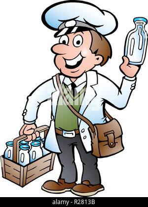 Handgezeichneten Vector Illustration eines glücklichen Milchmann Stock Vektor