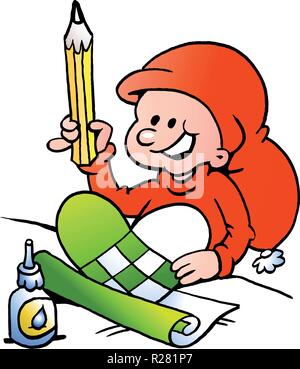 Handgezeichneten Vector Abbildung: ein Frohes Weihnachten Elf tun Weihnachten Herz Stock Vektor