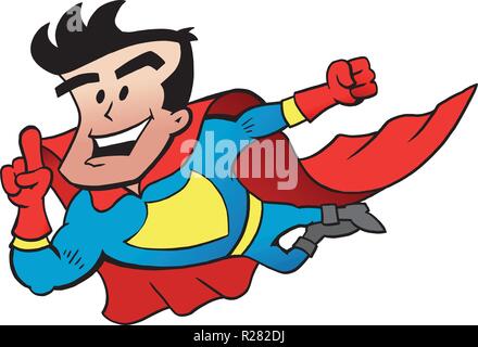 Vektor Cartoon Illustration eines fliegenden Super Hero Stock Vektor