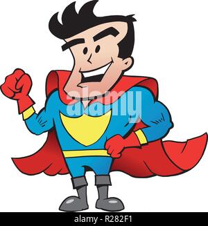 Vektor Cartoon Illustration eines starken Glücklich Super Hero Stock Vektor