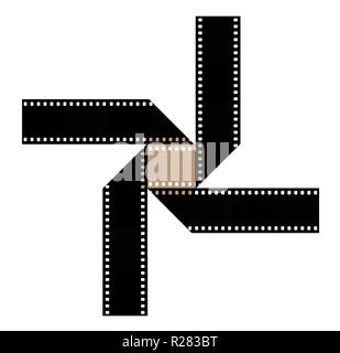 35-mm-Film ist in eine interessante Form verwendet werden, um die Idee der Bewegung Abbildungen, Kino, Film zu veranschaulichen. Dies ist eine Abbildung. Stockfoto