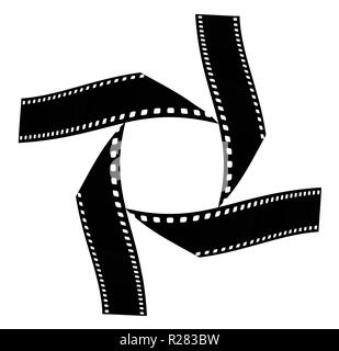 35-mm-Film ist in eine interessante Form verwendet werden, um die Idee der Bewegung Abbildungen, Kino, Film zu veranschaulichen. Dies ist eine Abbildung. Stockfoto