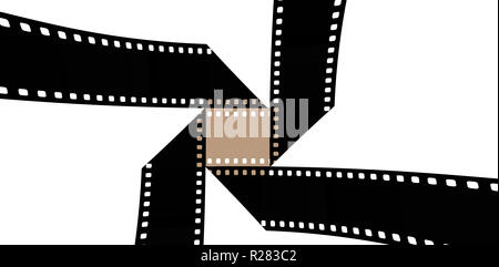 35-mm-Film ist in eine interessante Form verwendet werden, um die Idee der Bewegung Abbildungen, Kino, Film zu veranschaulichen. Dies ist eine Abbildung. Stockfoto