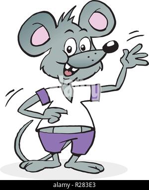 Vektor Cartoon Illustration eines glücklichen männlichen Maus Stock Vektor