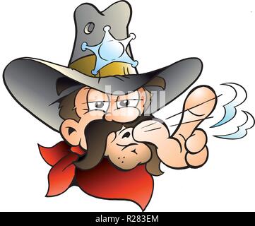 Cartoon Vector Illustration eines Cowboy Sheriff Stock Vektor