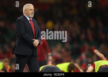 Fürstentum Stadium, Cardiff, UK. 17. November 2018. Rugby Union, Herbst internationale Reihe, Wales gegen Tonga; Warren Gatland Trainer von Wales Credit: Aktion plus Sport/Alamy leben Nachrichten Stockfoto