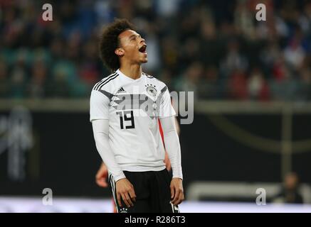 Leipzig, Deutschland. 16. November 2018. firo: 15.11.2018, Fußball, Landerspiel, National Team, Saison 2018/2019, GER, Deutschland - RUS, Russland, Russland 3:0 Leroy SANE, GER, Enttauschung | Verwendung der weltweiten Kredit: dpa/Alamy leben Nachrichten Stockfoto