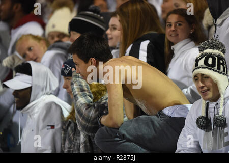 Damaskus, Maryland, USA, 16. November 2018. In der Nähe von Red Wing Fans feiern ihren Sieg während der Maryland Zustand 2A West regionale Meisterschaft in Damaskus. MD. Die Bären besiegt die Hornissen 24-7 und brach ihren 53 gewinnender Streifen, geglaubt, am längsten in der Geschichte der US-amerikanischen High School Fußball zu sein. Credit: Cal Sport Media/Alamy leben Nachrichten Stockfoto