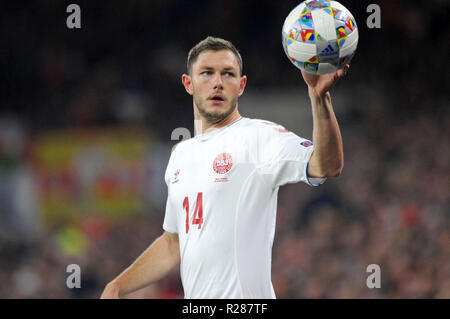 Cardiff City Stadium, Cardiff, Wales, UK. 16. November 2018. Wales v Dänemark, UEFA Nationen Liga, Liga B, Gruppe 4, Fußball, Cardiff City Stadium, Cardiff, Großbritannien - 16 May 2018: Henrick Dalsgaard von Dänemark. Credit: Phil Rees/Alamy leben Nachrichten Stockfoto