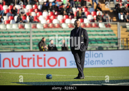 Padua, Italien. 17. November 2018. Wallabies Head Coach Michael Cheika auf seine Spieler sieht vor Beginn des Spiel gegen Italien im November Cattolica Test Match © Massimiliano 2018 Carnabuci/Alamy leben Nachrichten Stockfoto