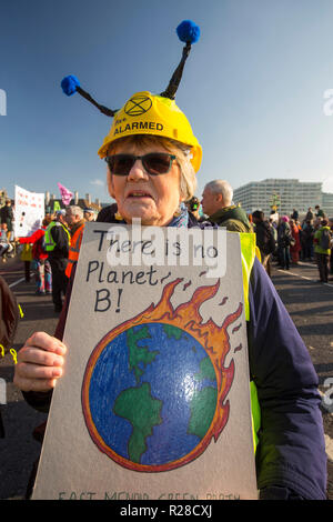 London, Großbritannien. 17. Nov, 2018. Mitglieder des Aussterbens Rebellion in der Nähe fünf Londoner Brücken über die Themse auf Samstag, den 17. November im Rahmen der Protest gegen die Regierung auf den Klimawandel zu handeln. Credit: Ashley Cooper pics/Alamy leben Nachrichten Stockfoto