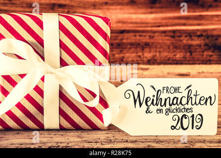 Weihnachten Geschenk, Deutsche Kalligraphie Glueckliches 2019 bedeutet Glücklich 2019 Stockfoto