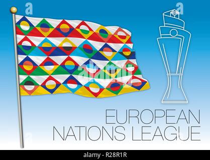 Die europäischen Nationen Liga Meisterschaft flag, Fußball, Vektor, Abbildung Stock Vektor