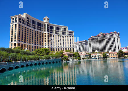 Caesars Palace und dem Hotel und Kasino Bellagio, Las Vegas, Nevada, USA Stockfoto