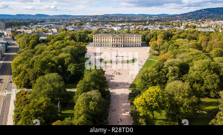 Der Königliche Palast Det Kongelige Slott, Oslo, Norwegen Stockfoto