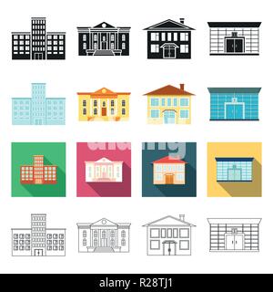 Salon, Architektur, Industrie und andere Symbol in verschiedenen Stil. Apartment, Shop, Café, Symbole in der Sammlung. Stock Vektor