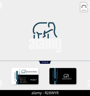 Minimale elephant logo Vorlage mit Stil, Vector Illustration freie business card Template Design erhalten Sie Stockfoto