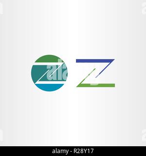 Logo Buchstabe z Symbol grün blau Schild Stock Vektor