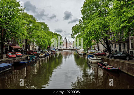 Szene aus dem Zentrum von Amsterdam in Holland. Stockfoto