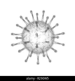 3d-virale Zelle Low Poly. Polygonale Dreieck Infektion chronische Krankheit Hepatitis virus, Influenza Grippe, Zelle, Organismus infizieren, Aids. Abstrakte Medizin science healthcare Vector Illustration. Stock Vektor