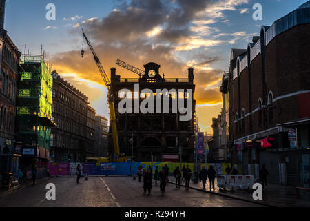 Eine verbleibende von Belfast Bank Gebäude nach der Beschädigung durch Feuer im Jahre 2018, Nordirland Stockfoto