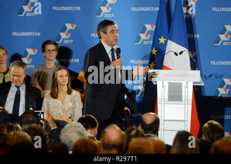 Francois Fillon spricht in Lyon, Frankreich Stockfoto