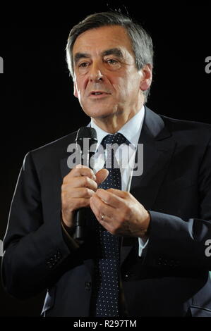 Francois Fillon spricht in Lyon, Frankreich Stockfoto