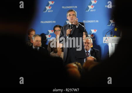 Francois Fillon spricht in Lyon, Frankreich Stockfoto