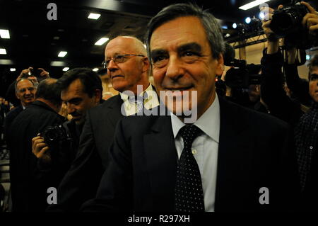 Francois Fillon spricht in Lyon, Frankreich Stockfoto