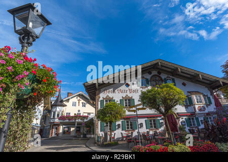 Oberammergau und Ammergauer Apls, Oberbayern, Bayern, Deutschland, Europa Stockfoto