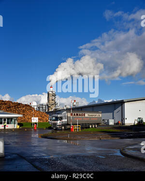 Ramage Transport Ltd. Lastkraftwagen bei Egger Baronie Industrieanlagen. Auchinleck, East Ayrshire, Schottland, Großbritannien, Europa. Stockfoto