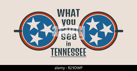 Zustand von Tennessee Flagge und Text Stock Vektor