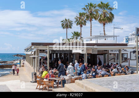 Meer Τα Μπάνια Bar & Restaurant, Poseidonos Avenue, Paphos (Pafos), Pafos Bezirk, Republik Zypern Stockfoto
