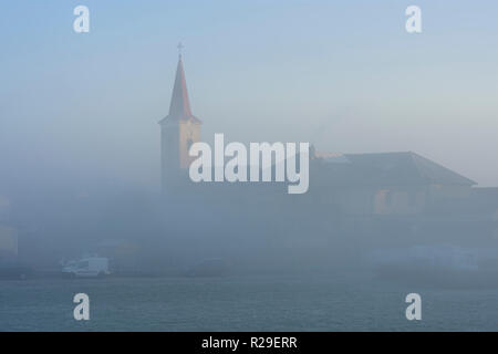 Groß-Enzersdorf: Kirche in Schönau an der Donau in die Donau, Niederösterreich, Lower Austria, Austria Stockfoto