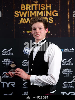 Schwimmen Sportler des Jahres Sieger Duncan Scott während des britischen Swimming Awards 2018 an dem Punkt, Lancashire County Cricket Club, Manchester Stockfoto