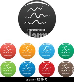 Treponema pallidum-Symbol. Einfache Abbildung von Treponema pallidum Vector Icons Set Color isoliert auf weißem Stock Vektor