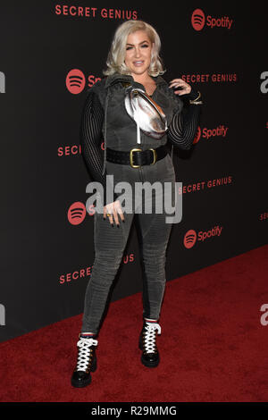 Joelle James besucht der Spotify Geheimnis Genie Awards Gehostet von NE-YO im Theater im Ace Hotel am 16. November in Los Angeles, Kalifornien 2018. Stockfoto