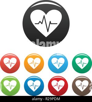 Gesundes Herz Symbol. Einfache Abbildung: Gesundes Herz Vector Icons Set Color isoliert auf weißem Stock Vektor